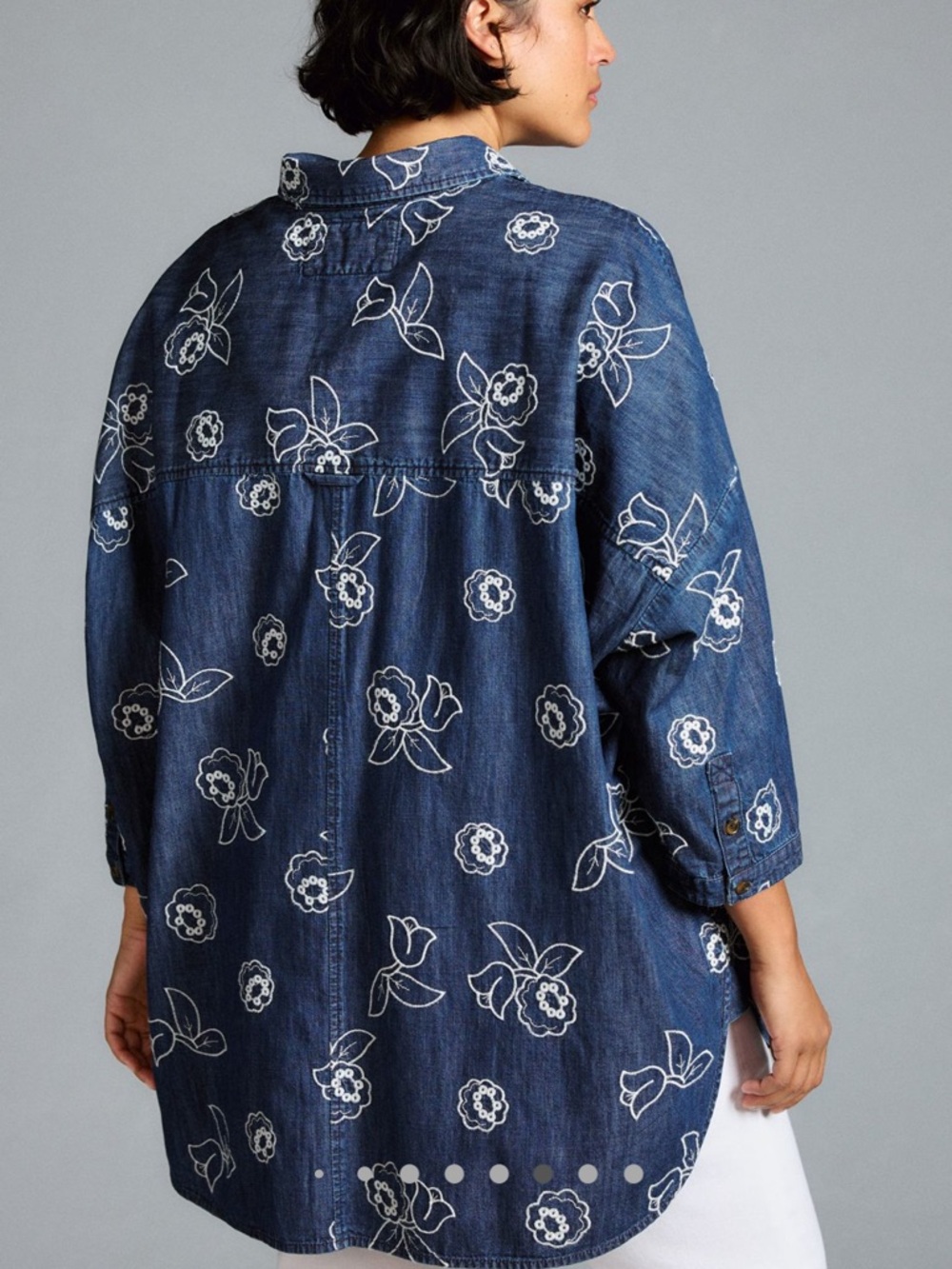 Anthropologie Maeve Oversized Embroidered Shirt - Picture 14 of 15